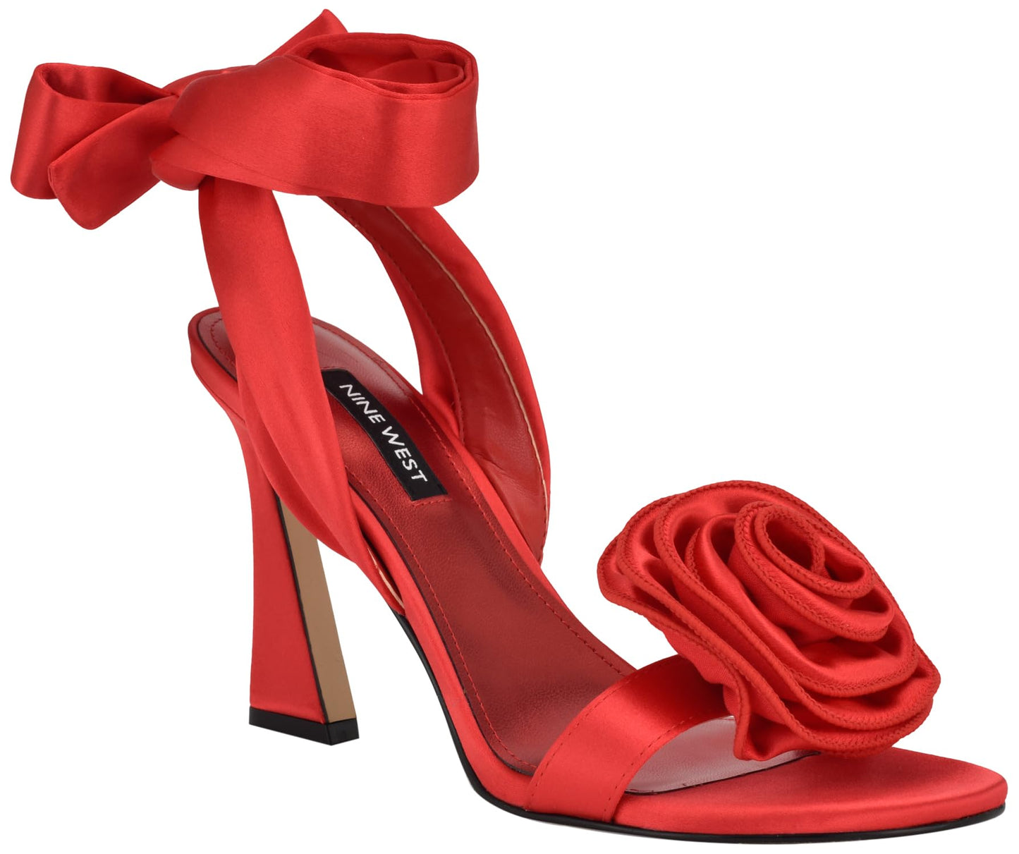 Womens KRAVE Heeled Sandal Red Satin 610 10