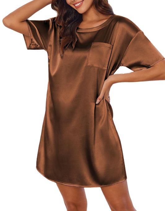 Silk Sleep Shirts with Pockets