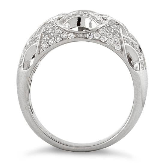 Commitment Ring Woven Style CZs On Platinum Plating