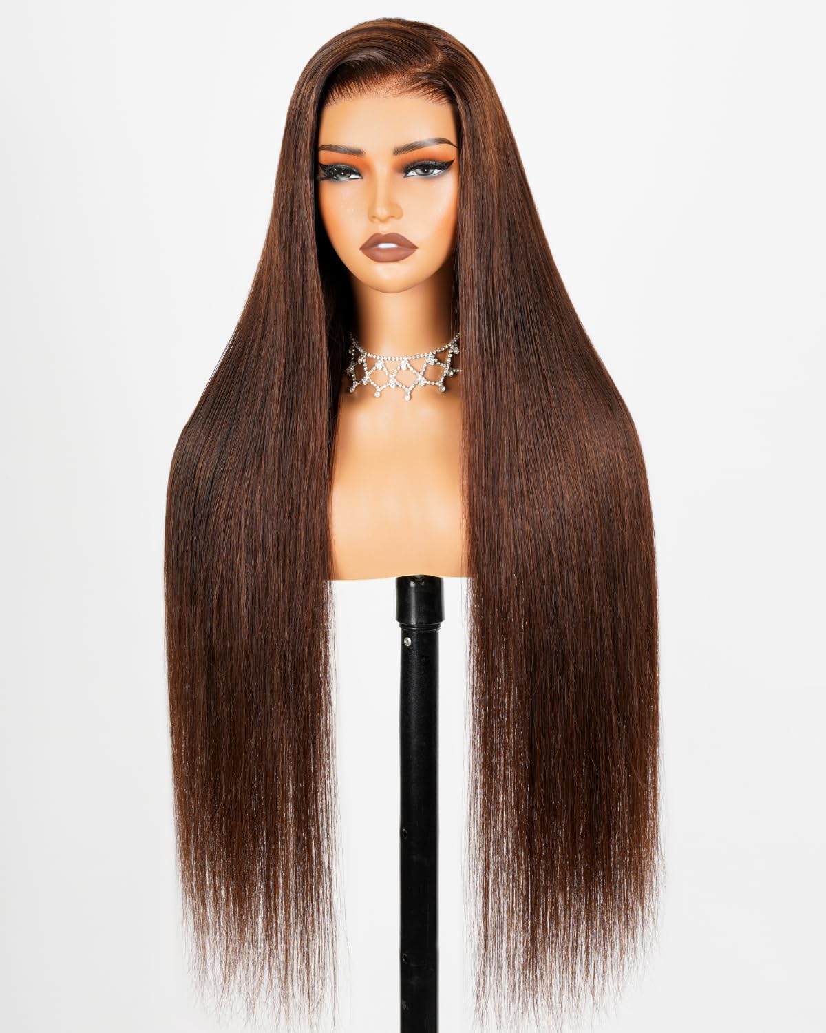 5x6 Glueless Wigs Human Hair Pre Plucked Pre Cut Lace 220% Density 4# Brown Straight Lace Front Wig Human Hair 12A Real Pre Bleached Knots Wear and Go Glueless Wig (22inch 5X6 Straight Wig)