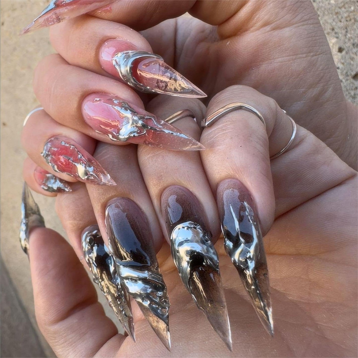 Ombre Press On Nails Long Almond
