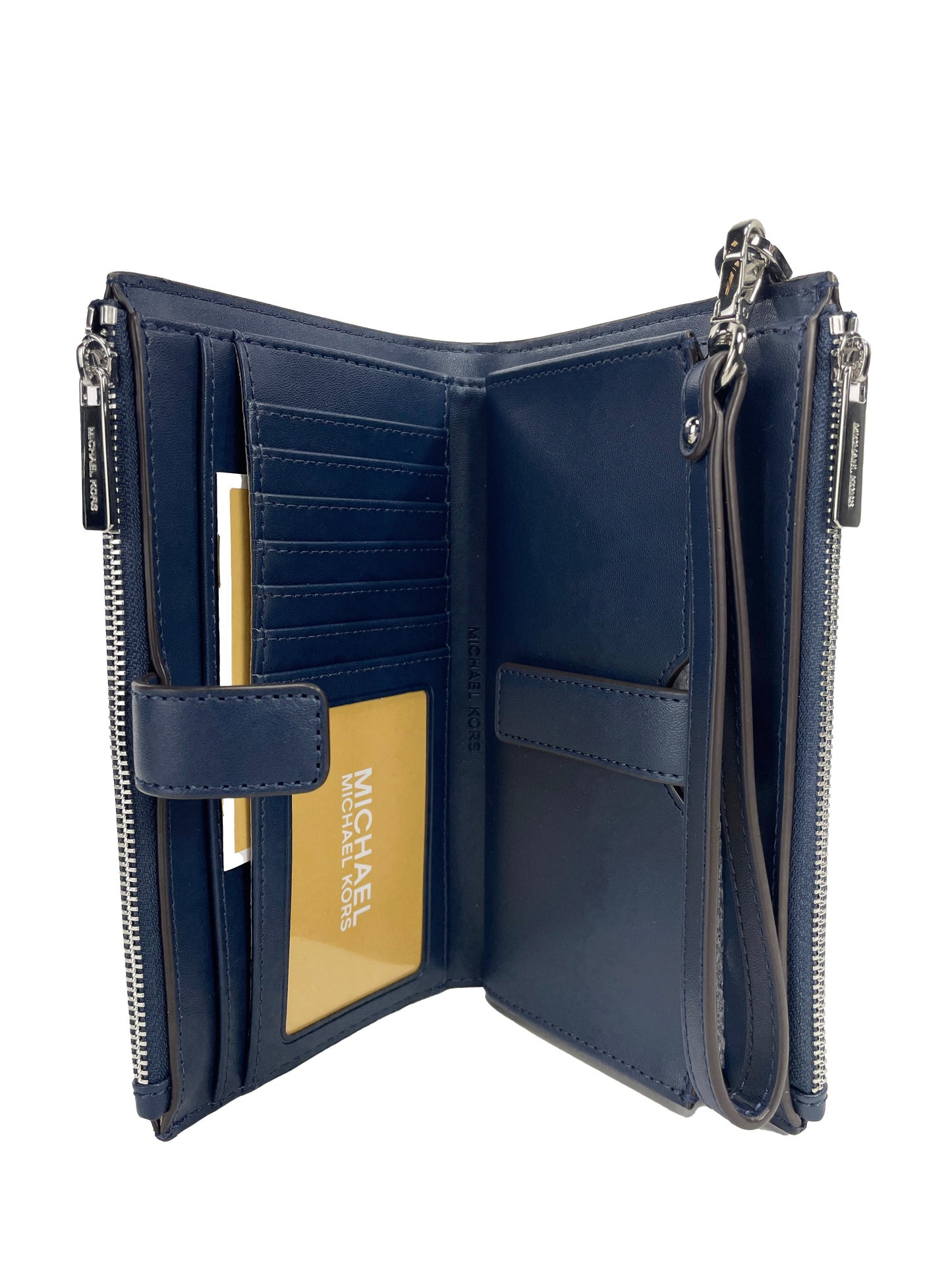 Michael Kors Large Double Zip Python Navy Wristlet
