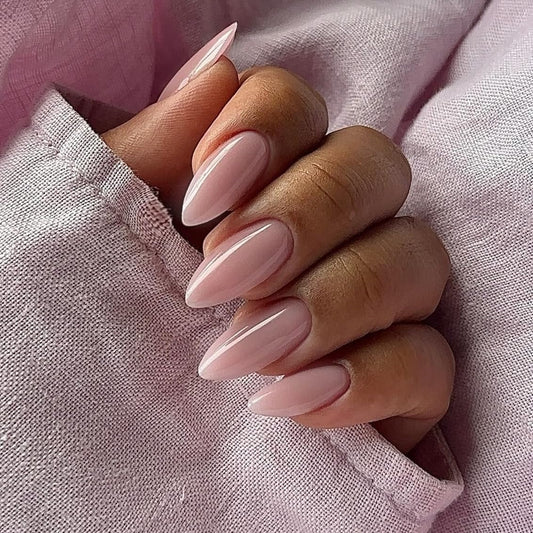Light Pink Press On Nails Almond - Chrome