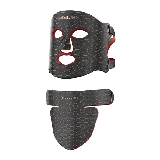Led Red Light Therapy Face & Neck Mask 7 Colors Led Light Therapy Facial Mask Infrared Red Light Therapy Mask Infrared Light Skin Rejuvenation(Black)