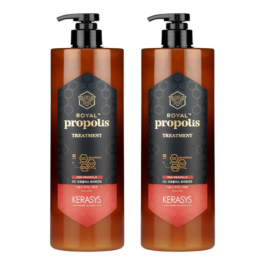 Kerasys Propolis Royal Jelly Extract Rosehip Oil Rose Water Shiny and Healthy Hair Propolis Red Volume 33.8 fl oz / 1L (Treatment 2-Pack)