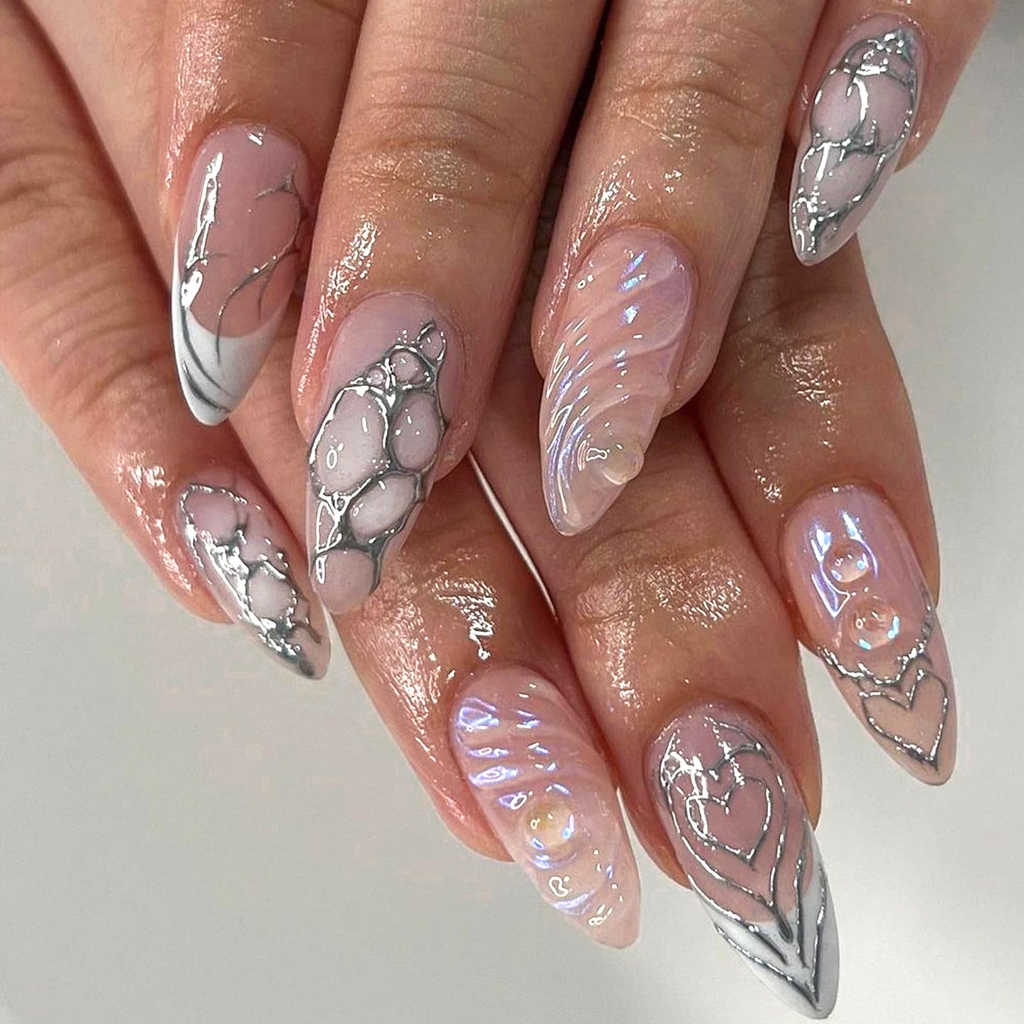 24Pcs Almond Press On Nails